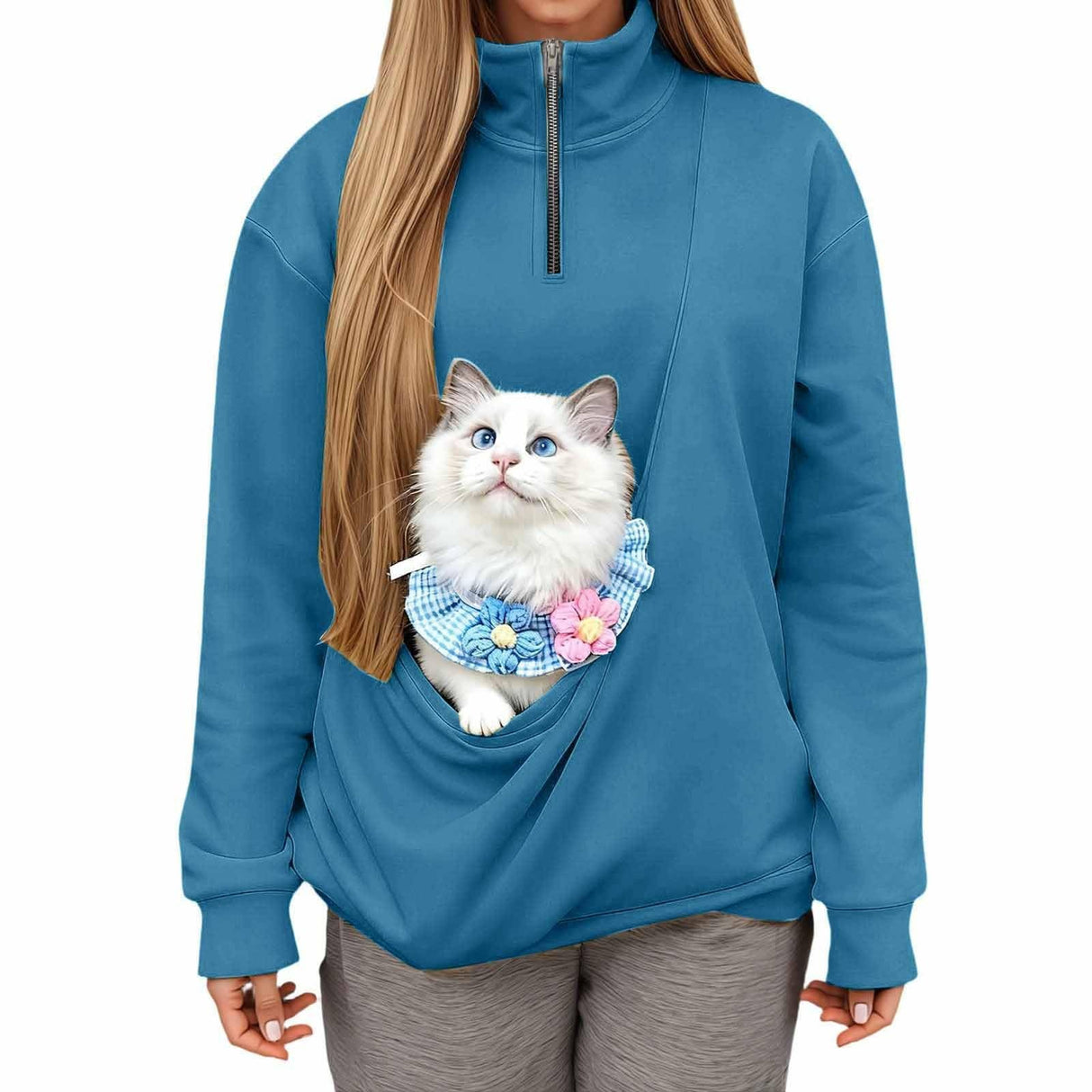 XovLAHzY Pouch Hoodie For Women Kangaroopocket Oversized Dog Pouch Sweatshirts Cat Pet Care Carrier Pullover Animal Hoodies