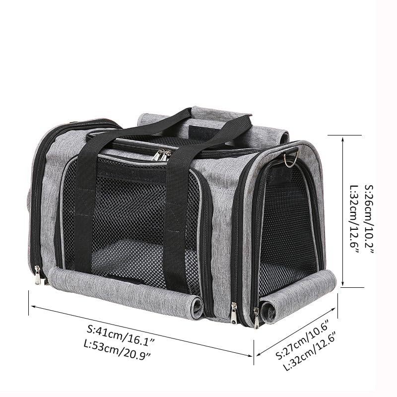 Pet Carrier Bag for Small Medium Cats Dogs Puppies up to 26 Lbs,Steel Frame Dog Carrier,pricacy-Oriented cat Carrier,Collapsible pet Carrier for Easy Storage (Grey, Small: 16.1"X10.6"X10.2")