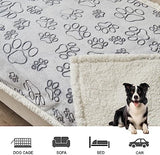 Qeils Dog Blankets for Large Dogs - Waterproof Pet Blanket Washable - Sherpa Fleece Puppy Blanket, Soft Plush Reversible Dog Blanket, Couch Cover for Dogs Washable, 30"X70", Grey Paw Print
