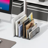 gianotter Mail Organizer Countertop, Book Shelf,Metal File Holder with 3-Slot, Book Shelf, Bill Organizer for Office Receipts and Letter Paper Storage (Black)