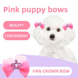Pet Dog Hair Bows 50pcs - Pink & Red Assorted, Handmade Rubber Band Bows for Small Medium Dogs, Puppy Girl Hair Accessories, Cute Grooming Bows for Yorkies Maltese Chihuahua