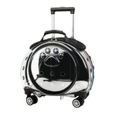 Fukursul Cat Carrier with Silent Wheels Telescopic Handle, Pet Trolley Backpack,Pet Carrier for Cat, Pet Strollers for Small Dogs, Portable Cats Dogs Travel Backpack, Pet Rolling Carrier Black
