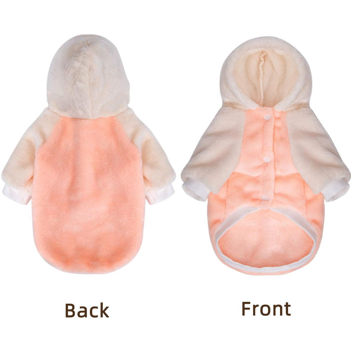 FabriCastle Dog Hoodie Sweater for Small Dogs Boy and Girl, Small Dog Clothes XS XXS Puppy Sweatshirt, Pet Outfit, Cat Clothing Super Soft Warm Snap On Closure (Peach-Cream, Large)