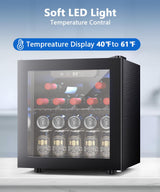 Joy Pebble Beverage Refrigerator Cooler 1.3 Cu.Ft, 12 Bottle 55 Can - Mini Fridge with Glass Door for Beer Drinks Wines,Freestanding beverage fridge with Adjustable Shelving