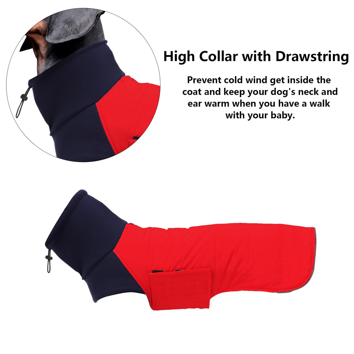 Dachshund Dog Coats Jacket fit for Dachshunds Corgi Weiner Reversible Winter Coat Padded Cotton Lining high Collar Dog Suit in Autumn Winter - Red - L