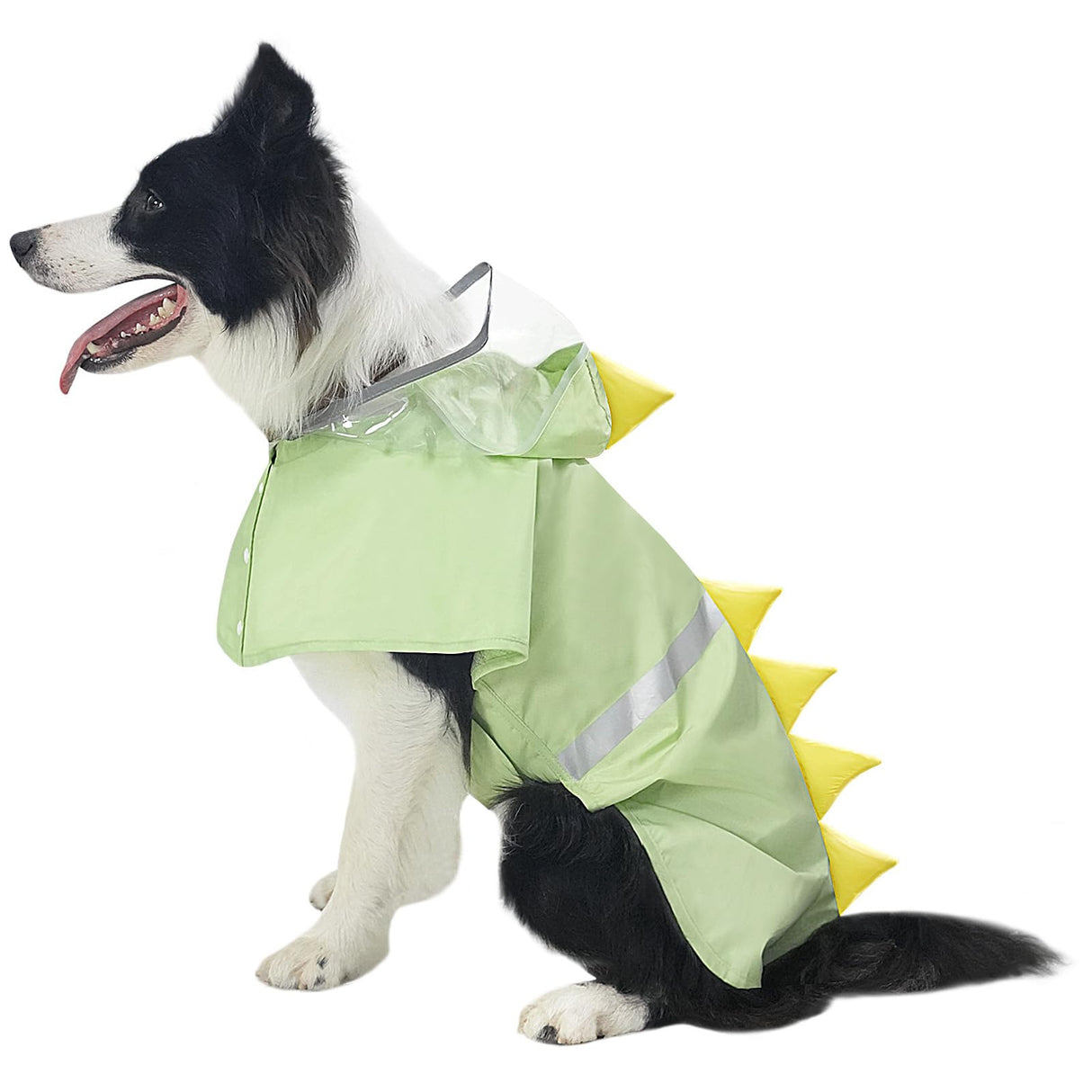 Dog Raincoat, Waterproof Reflective Adjustable Hooded Dog Rain Coat with Leash Hole, Lightweight Breathable Pet Poncho for Dogs (Green Dinosaur, Small(9-13lb))