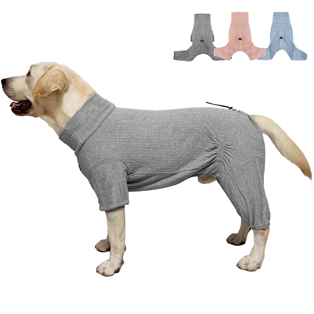 KOOGAL Dog Pyjamas PJS Sweater Clothing and Loungewear Suitable for Large to Giant Breeds of Dogs, Neutering Suits, Extra-Large Stretch Fabric, Four-Legged Dogs Clothes Pyjamas(Sweater Gray, 6XL)