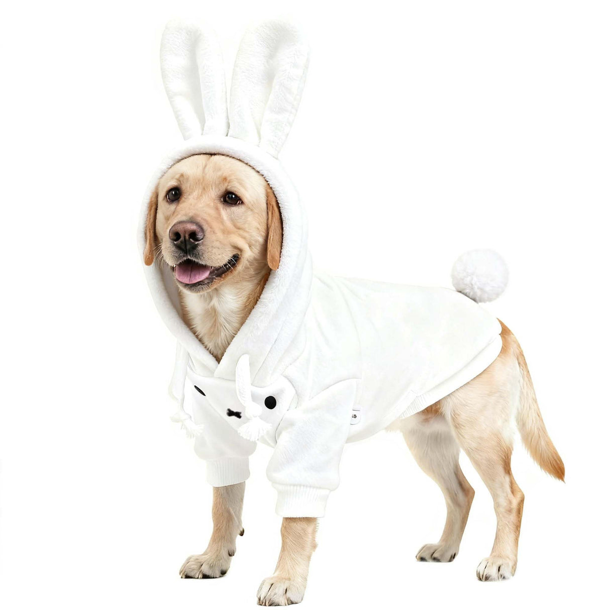 MuYaoPet Dog Easter Bunny Costume with Rabbit Ears & Fluffy Tail,Cute Rabbit Pet Outfit for Small Medium Large Dogs,Warm Plush Halloween Party Puppy Clothes Hoodie Sweater Shirt,5XL