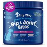 Zesty Paws Mobility Bites Joint Supplement for Dogs - Soft Chews with Glucosamine for Dogs, Chondroitin, & MSM + Vitamins C and E - Adv Chicken - 90 Count