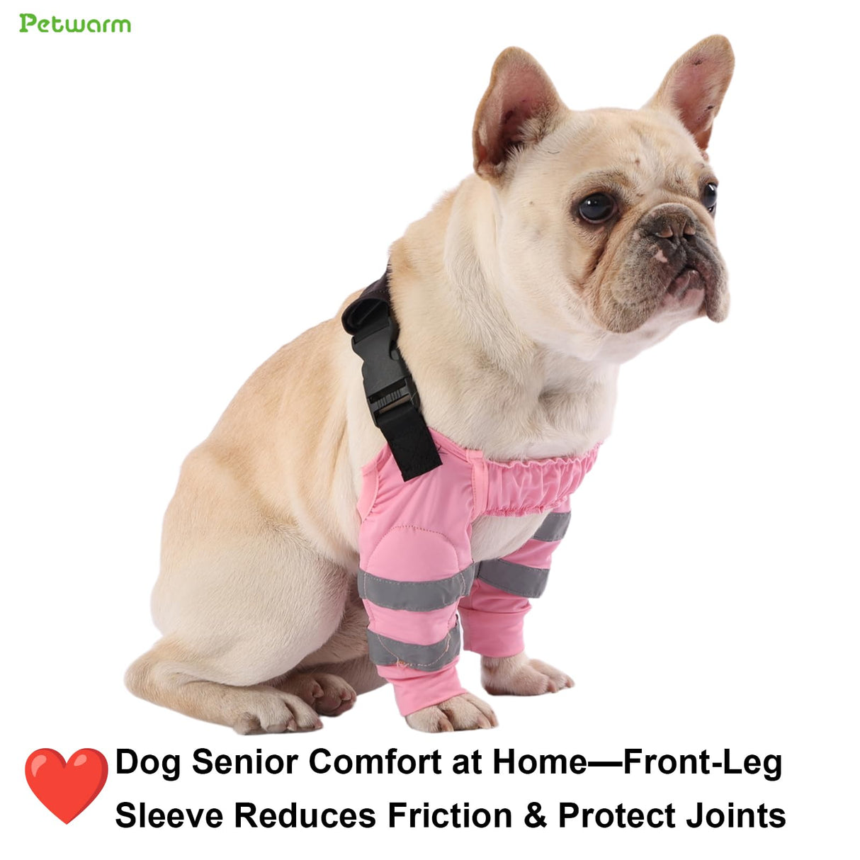 PetWarm Dog Front Leg Sleeve, Adjustable Dog Elbow Sleeves with Reflective Strips, Anti-Licking Soft Recovery Sleeve for Dogs, Waterproof Front Leg Protection for Large Dogs, Pink, XL