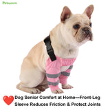 PetWarm Dog Front Leg Sleeve, Adjustable Dog Elbow Sleeves with Reflective Strips, Anti-Licking Soft Recovery Sleeve for Dogs, Waterproof Front Leg Protection for Large Dogs, Pink, XL