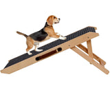 Wooden Foldable Dog Ramp Portable Pet Ramp,Car Ramp with Built-in Handle for Travel, 4 Adjustable Heights 9.8" to 18.1" for Small Dogs