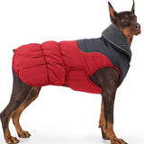 EMUST Dog Winter Coat XL, Thicken Fleece Lining Dog Snow Jacket Vest for Winter with Turtleneck, Adjustable Pet Puffer Jacket Snowsuit for Cold Weather, Red