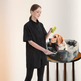 2 Pack Pet Grooming Workwear with Full Zipper, Hair Repellent Groomer Uniforms Anti-Static Waterproof Cosmetologist Barber Work Clothes Pet Shop Smock Jacket for Women Men, Large
