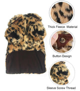 WENFVVIN Dog Pet Leopard Faux Fur Button Design Luxury Warm Sweater Coat for Chihuahua Yorkie Teddy (XS)