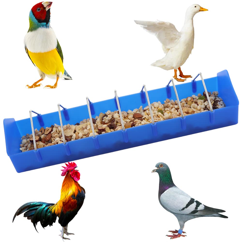 2 Pack Large Pigeon Feeder Thick Durable Slot Container Feeding Dish Food Dispenser Tool for Pigeon Chicken Duck Bird Poultry (Length: 16")