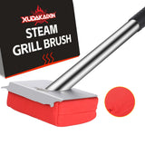 XUDAKAIXIN Grill Brush Bristle Free,BBQ Replaceable Scraper Cleaning Head,Safe Grill Accessories for Cast Iron Grates/Porcelain/Weber Gas/Charcoal Grill,Grill Brush for Outdoor Grill-Red