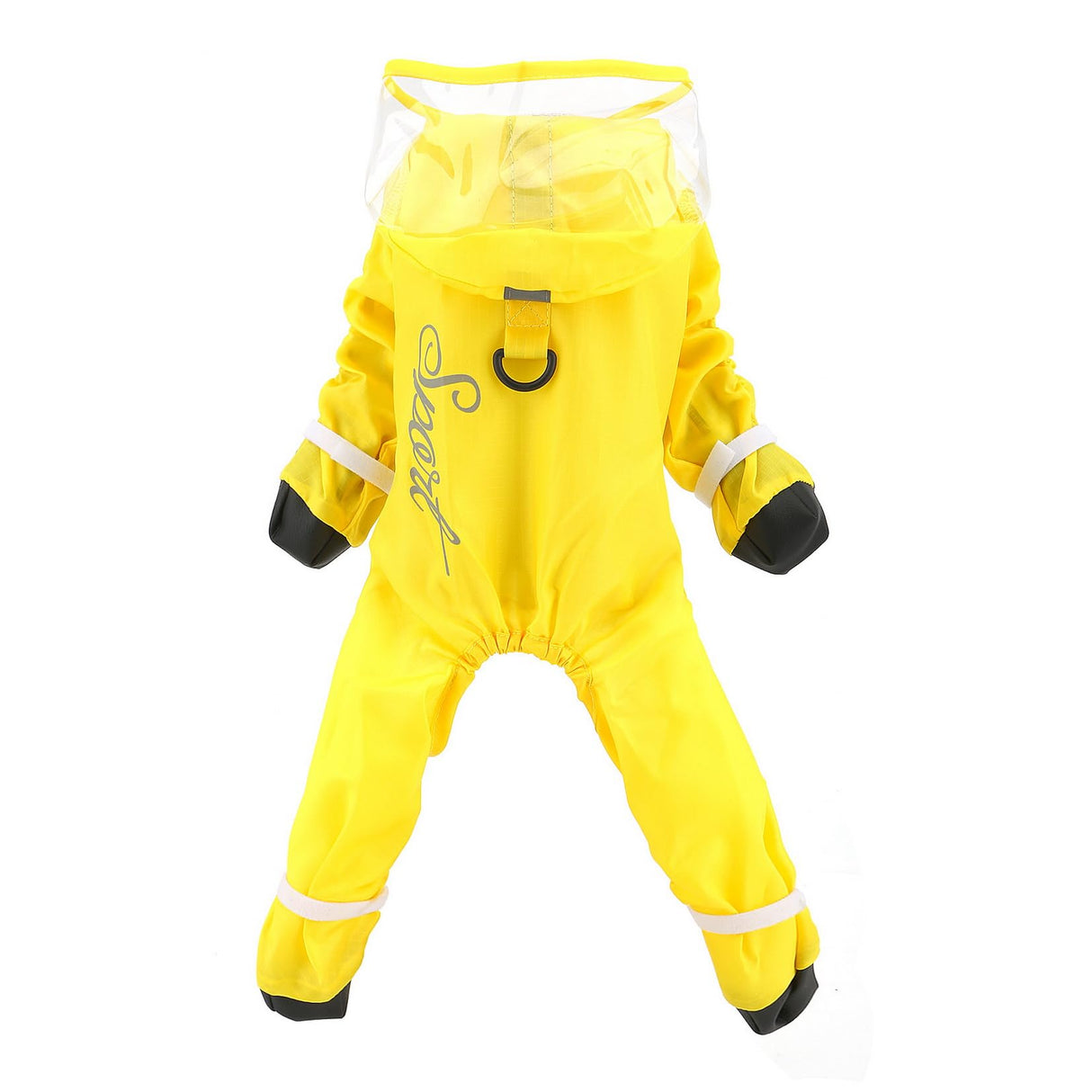 SMALLLEE_LUCKY_STORE Waterproof Raincoat for Small Dogs with Clear Hood Boots Puppy Rain Jacket with D-Ring Reflective Stripe Full Boby 4 Leg Jumpsuit Rain Coat Rain Jacket Slicker Rainwear Yellow M