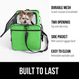 GORILLA GRIP Cat Carrier Travel Bag Up to 15 Lbs, Soft Collapsible Small Dog Carriers, Top and Side Entry Breathable Mesh, Grip Feet on Underside, Cozy Washable Waterproof Pad, Portable Kennel, Green