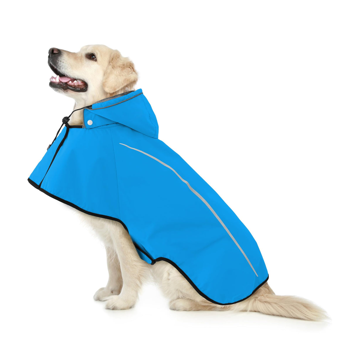 Mile High Life Dog Raincoat, Adjustable Waterproof Pet Rain Jacket, Reflective Hooded Poncho for Small Medium Large Dogs, Lightweight Breathable Pet Rain Coat (Blue,XL Chest 31"-37")
