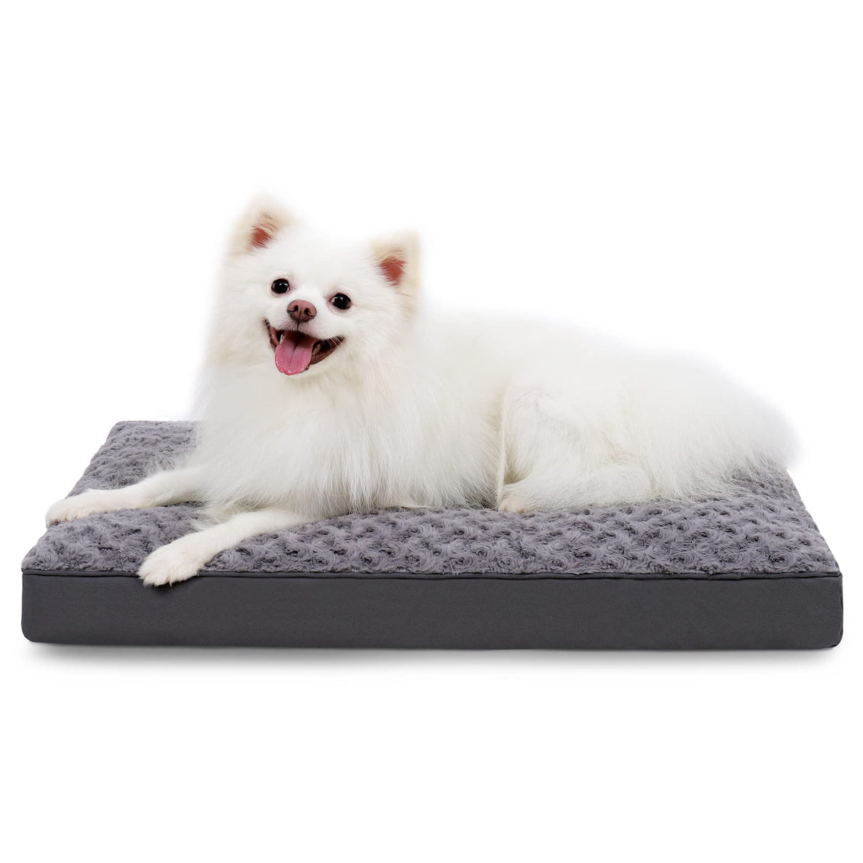 Dog Crate Bed Waterproof for Small Dogs - Rose Velvet Soft Fluffy Washable With Removable Cover & Anti-Slip Bottom, 23 x 17 Inch, Gray