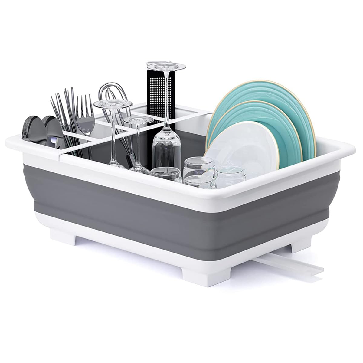 Collapsible Dish Drying Rack Portable Dinnerware Drainer Organizer for Kitchen RV Campers Travel Trailer Space Saving Kitchen Storage Tray