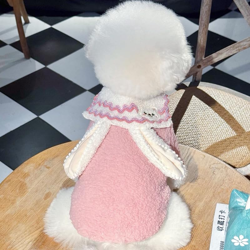 Cute Dog Hoodies Warm Cartoon Pet Clothes with Bunny Ear Winter Coat Cat Apparel Soft Knitwear Costume (XS (1.1-2.2 lbs))