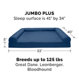 Furhaven Orthopedic Dog Bed for Large Dogs w/ Removable Bolsters & Washable Cover, For Dogs Up to 125 lbs - Quilted Sofa - Navy (Blue), Jumbo Plus/XXL