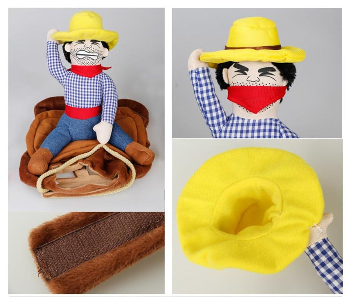 Cowboy Rider Dog Costume Waving Hat - Funny Dog Halloween Costumes with Doll and Hat, Adjustable Knight Style Costume for Labs, German Shepherds, and Golden Retrievers, and More (L)