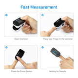 CHOICEMMED Black Dual Color OLED Finger Pulse Oximeter - Blood Oxygen Saturation Monitor with Color OLED Screen Display and Included Batteries - O2 Saturation Monitor
