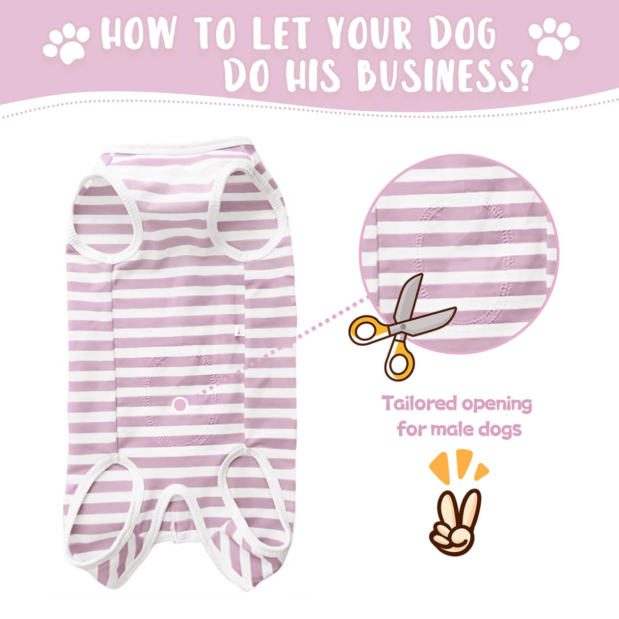 Paipeper Dog's Recovery Suit Post Surgery Shirt for Puppy, Small Dog Surgical Recovery Suit for Female Male Dogs, Dog Onesie Protect Surgical Wound(Purple White Stripe-m)