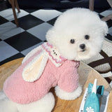 Cute Dog Hoodies Warm Cartoon Pet Clothes with Bunny Ear Winter Coat Cat Apparel Soft Knitwear Costume (XS (1.1-2.2 lbs))