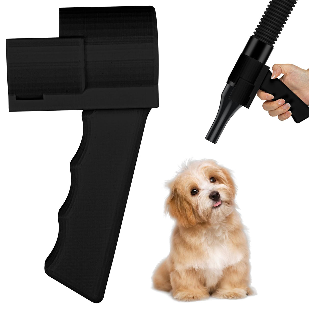 Grip Dryer Handle for Dogs V3, Lightweight Holder for High Velocity Dog, Enhanced Comfort & Control for Pet Grooming Dryers(Black)