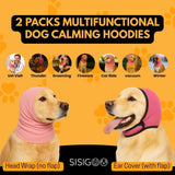 2-Pack No Flap Ear Wraps for Dogs & Dog Ear Muffs – No Shake Ear Wrap + Ear Cover with Noise Protection for Bath, Grooming & Drying – Anxiety Relief & Hematoma (Pink, L)
