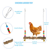 Longer Chain Chicken Toys for Coop Accessories 7PCS, Chicken Swing Ladder Perch roosts, Chicken Xylophone Mirror with Bells Vegetable Fruits Hanging Chicken Feeder for hens Bird Parrot
