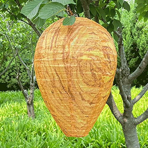 2 Pack Fabric Wasp Nest Decoy Outdoor Garden Hanging Wasps Deterrent Fake Wasp Repellent for Home Hornets Wasps Yellow Jackets Waterproof