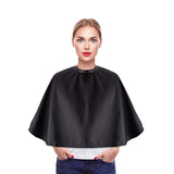 Black Makeup Cape, Chemical & Water Proof Beauty Salon Shorty Smock for Clients, Lightweight Comb-out Beard Apron Shortie Make Up Bib Styling Shampoo Cape for Makeup Artist Beautician