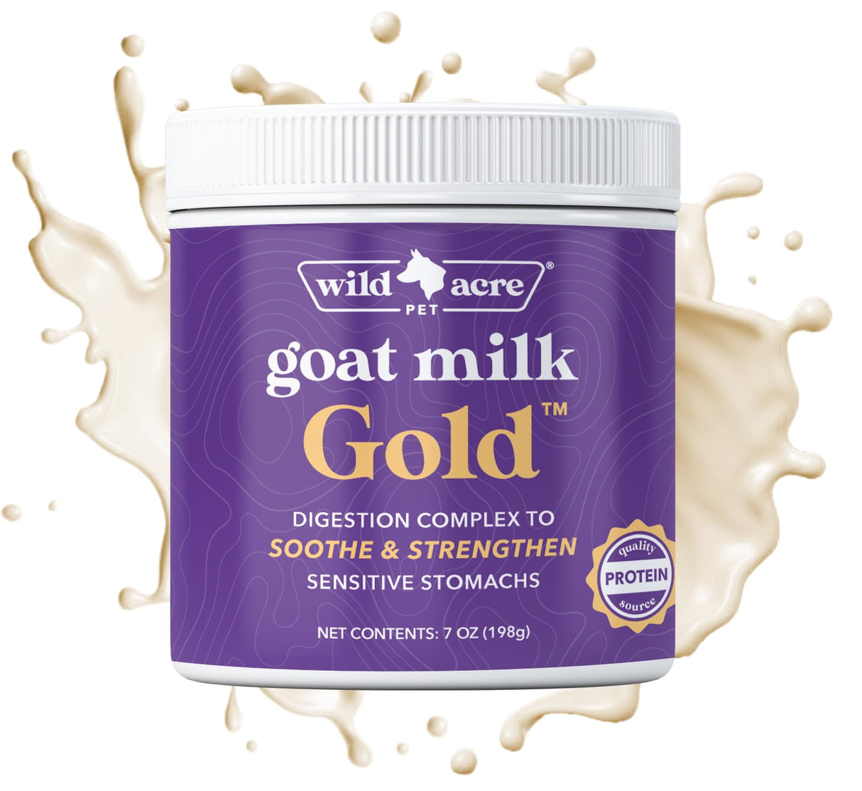 Wild Acre Goat Milk Powder for Dogs - Complete Protein Goat Milk with Nutritional Yeast for Sensitive Stomachs - Gentle Probiotic & Prebiotic Protein for Dogs, Puppies and Cats - 7oz
