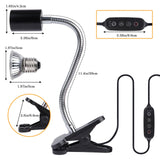 LUCKY HERP Reptile Heat Lamp with Clamp, Aquarium Turtle Tank Basking Light with 360° Rotatable Timing & Dimming and 2 Pack 50W UVA UVB Heat Light Bulb for Turtle Tortoise Lizard