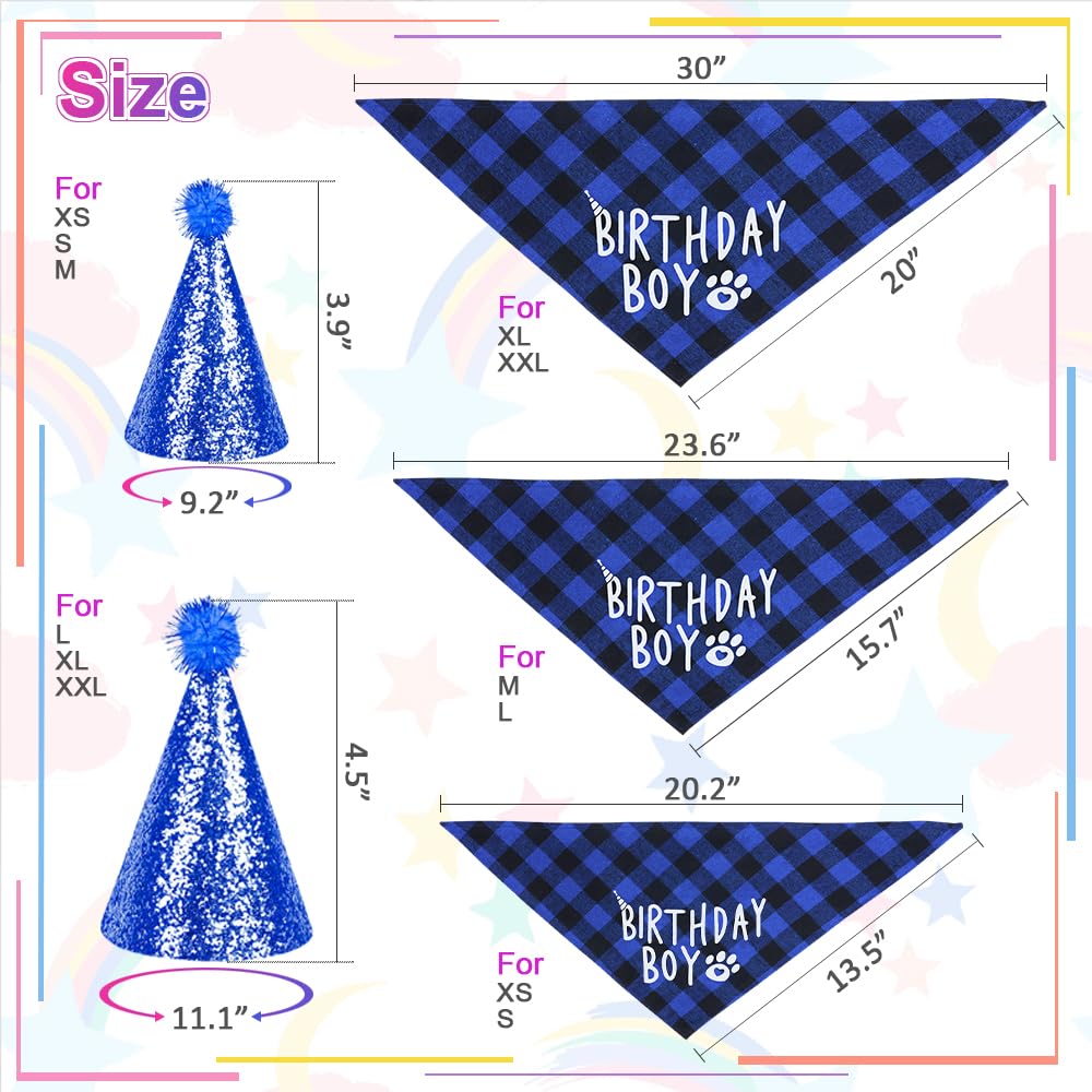 GreenJoy Dog Birthday Party Outfit Decoration Set Supplies - Birthday Bandana, Sweater & Party Hat Gift for Small, Medium & Extra Large Dogs Girl and Boy (Small, Birthday Blue)