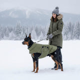ASENKU Extra Warm Dog Coat - Winter Fleece Jacket with Reflective Adjustable Zippered Leash Hole for Medium Dogs (Green, L)