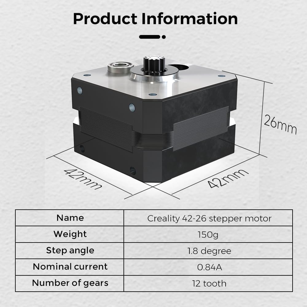 Official Creality Ender 3 V3 SE Extruder Stepper Motor, 42-26 Stepper Motor 3D Printer Extruder Motor 0.84A 12 Teeth Round Shaft, Sprite Extruder Motor for Ender 3 S1/3 S1 Pro/3 S1 Plus/5 S1/3 V3 KE