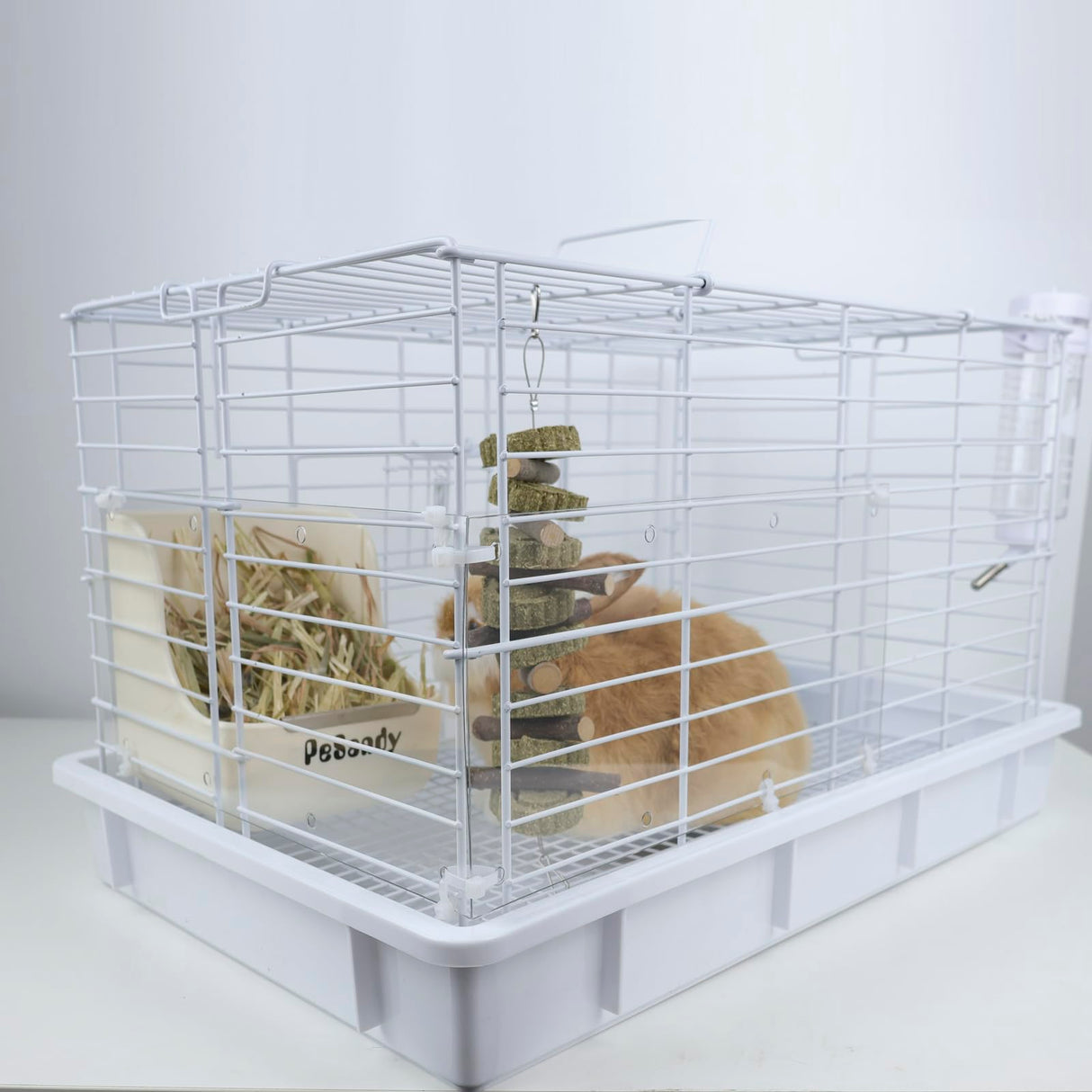 PeSandy Pet Cage Liner Protection, Rabbit Cage Plastic Panels, 12 PCS Cage Urine Guard for Rabbit, Guinea Pig, Hamster, Hedgehog, Chinchilla, Ferret, Bunny - Transparent, 11.8"x5.9"