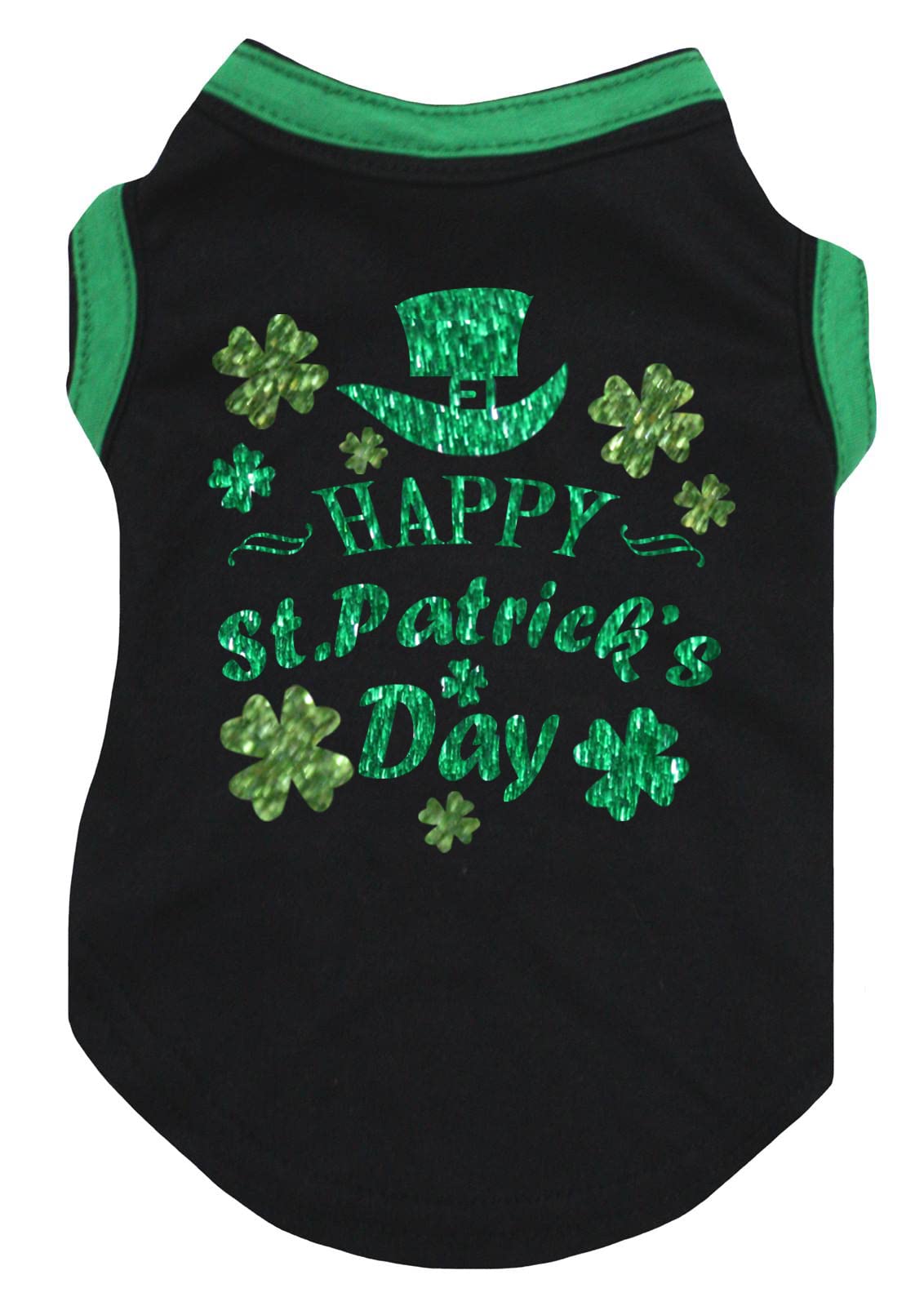 Petitebella High-Hat Happy St Patrick's Day Puppy Dog Shirt (Black/Green Hemmed, XXX-Large)