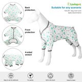LovinPet Dog Pajamas for Large Dogs Boy,Pet Anxiety Relief PJ's,Uv Protection Pet Tshirt,Dog Comfy Stretchy Fabric,Mint Floral Print, Pullover Pitbull Clothes for All Seasons,Medium