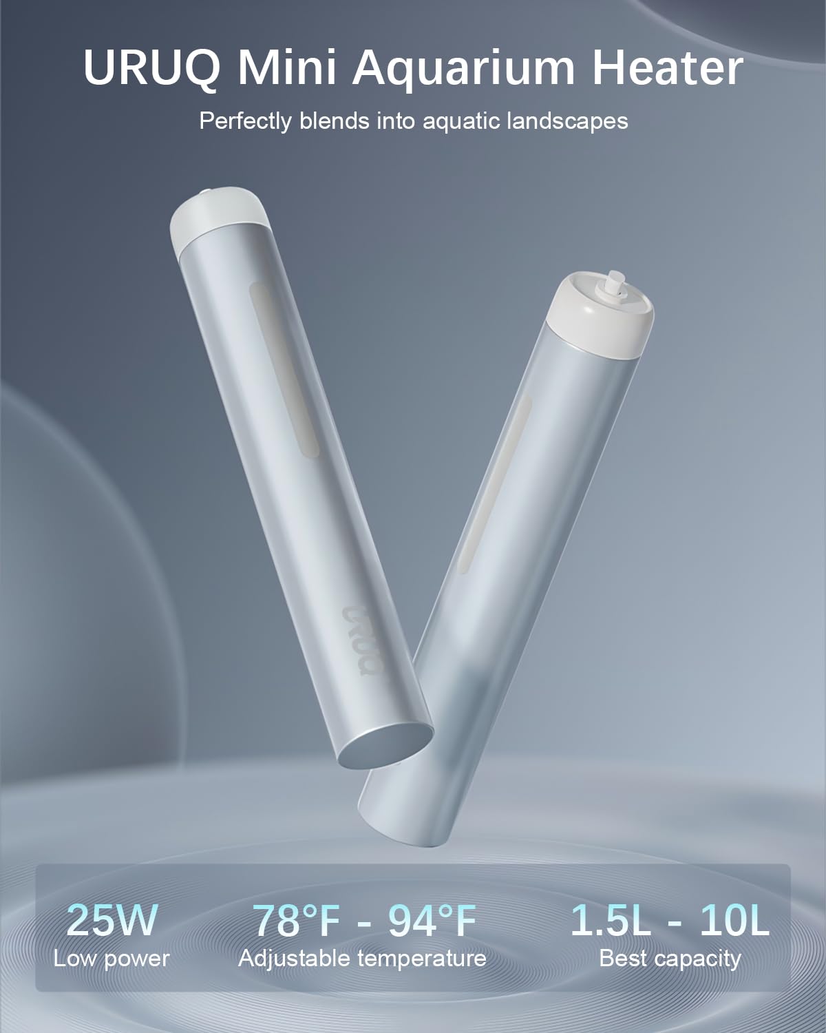 Small Aquarium Fish Tank Heater: URUQ 25W Submersible Aquarium Heater Adjustable Temperature Ultra-Low Water Level for Betta Fish Starter Kit - Under 5 Gallon Mini Aquarium