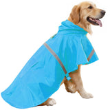 HAPEE Dog Raincoats with Reflective Strip Hoodie,Poncho Jacket for Large Dogs fit Golden Retriever Doodle (C3-Lake Blue, 26B (75-85 lbs))