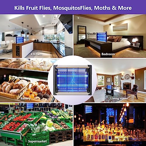 Electric Bug Zapper, Powerful Flying Insect Mosquito Killer w/ 20W Blue Light Attract, Plug-in Pest Control Machine for Moth, Fruit Fly, Fungus Garage Bug Catcher/Eliminator/Trap/Shocker