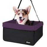 JESPET & GOOPAWS Dog Booster Seats for Cars, Portable Dog Car Seat Travel Carrier with Seat Belt for 24lbs Pets (Purple-16 L x 13" D x 9" H)