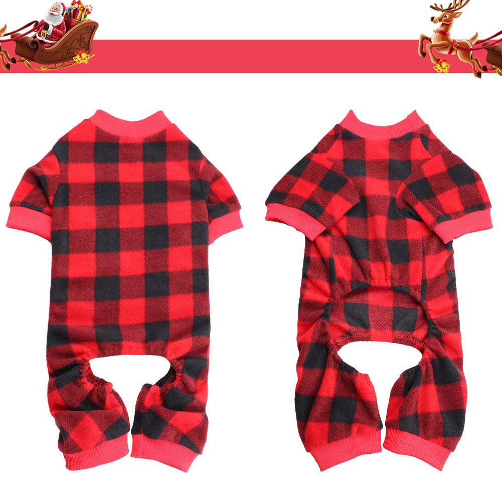 Dog Pajamas Large Sized Dog Buffalo Plaid Christmas Pajamas Soft Flannel Pet Clothes Warm and Cozy Pjs for Dogs(XL)